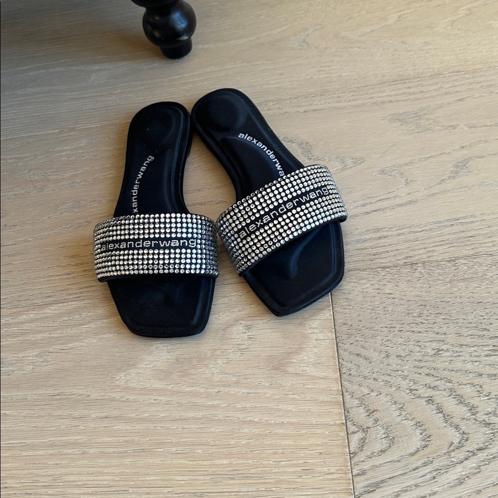 Alexander Wang Black Sandals with Silver Accents